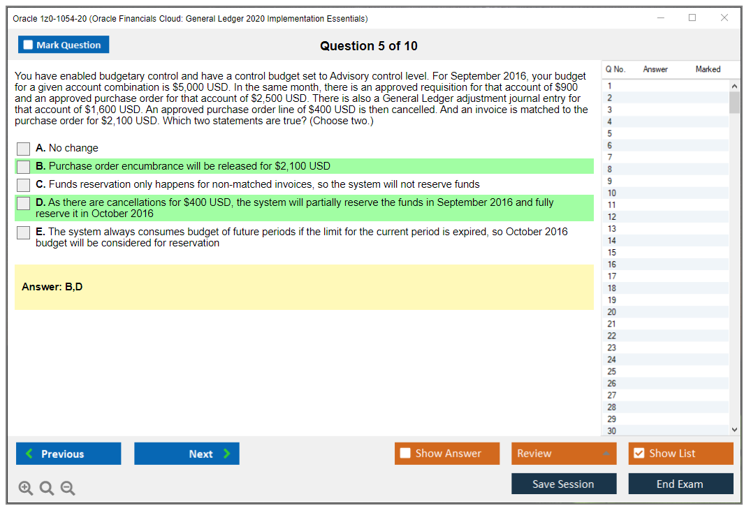 Test 1z0-1054-22 Guide Online