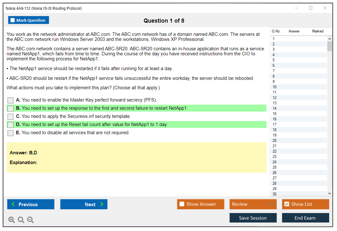 Nokia IS-IS Routing Protocol 4A0-112 Mock Exam Dumps 2022 Questions Sns-Brigh10