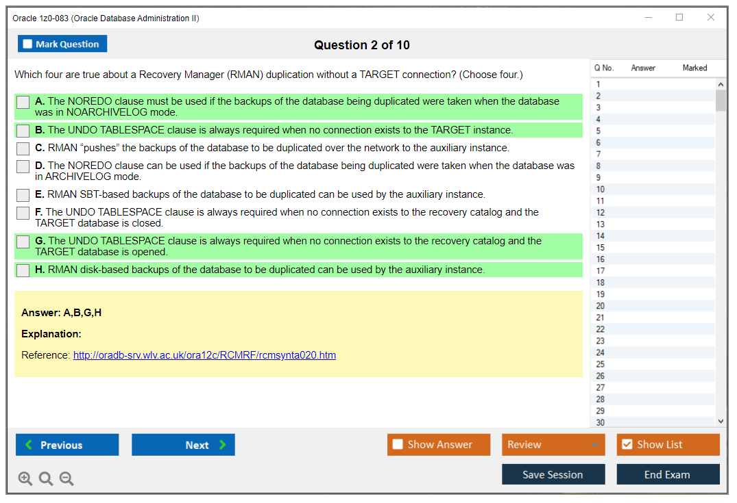 Oracle Database Administration II 1z0-083 Practice Exam Dumps 2023 ...