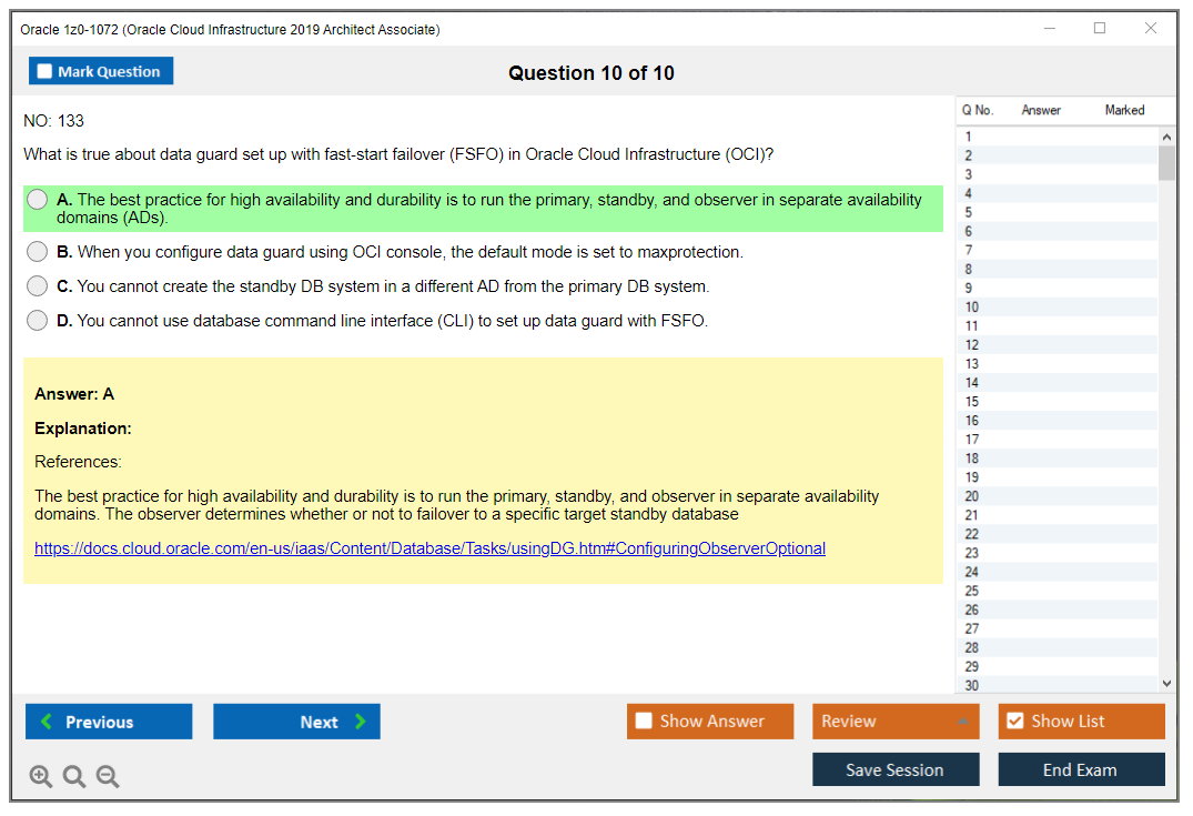 Oracle Cloud Infrastructure 2019 Architect Associate 1z0-1072 Exam 2020 Sns-Brigh10