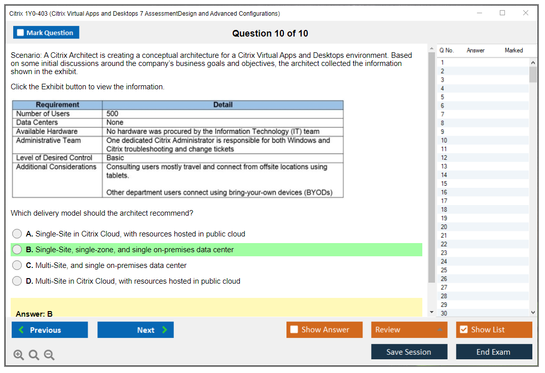 Citrix Virtual Apps and Desktops 7 AssessmentDesign and Advanced Configurations 1Y0-403 Exam Sns-Brigh10